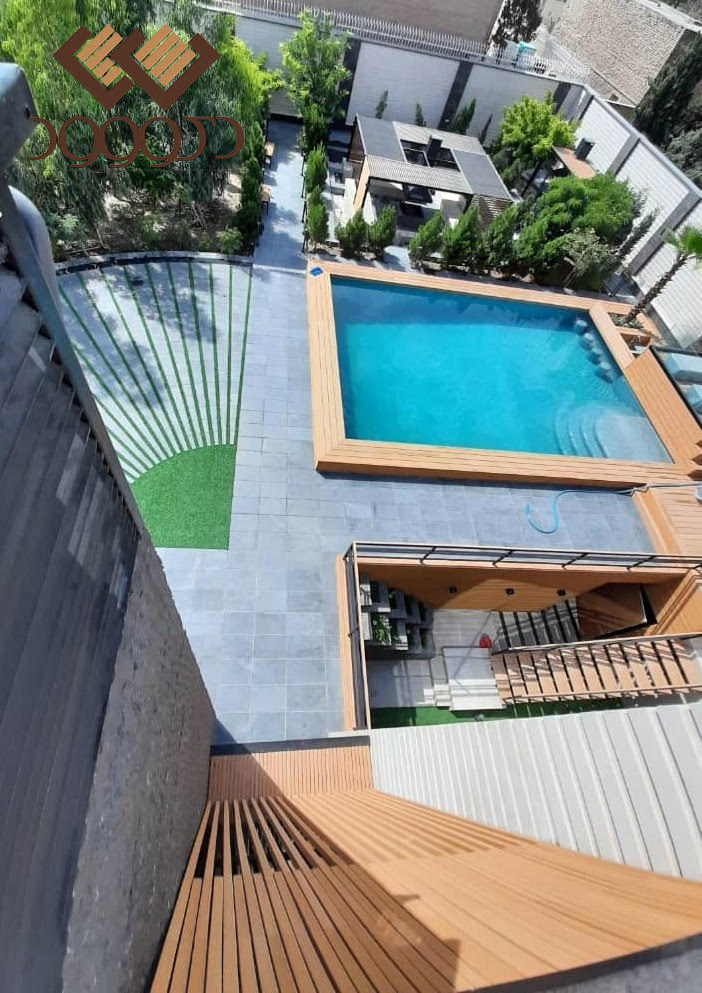 کفپوش دور استخر چوب پلاست