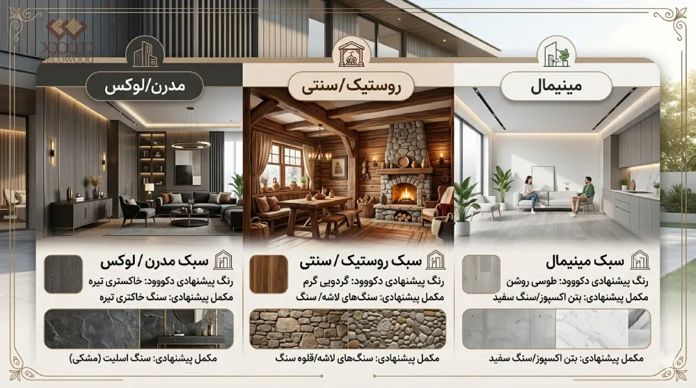 ترکیب رنگ چوب پلاست در فضای باز