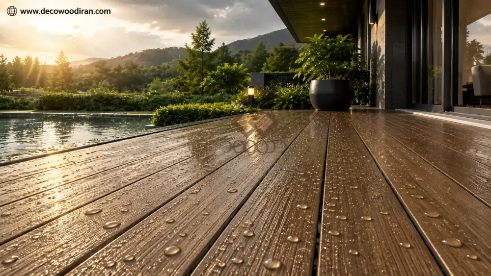 WPC Decking Moisture and UV Resistant کفپوش چوب پلاست دکووود مقاوم در برابر رطوبت، بارندگی و نور خورشید